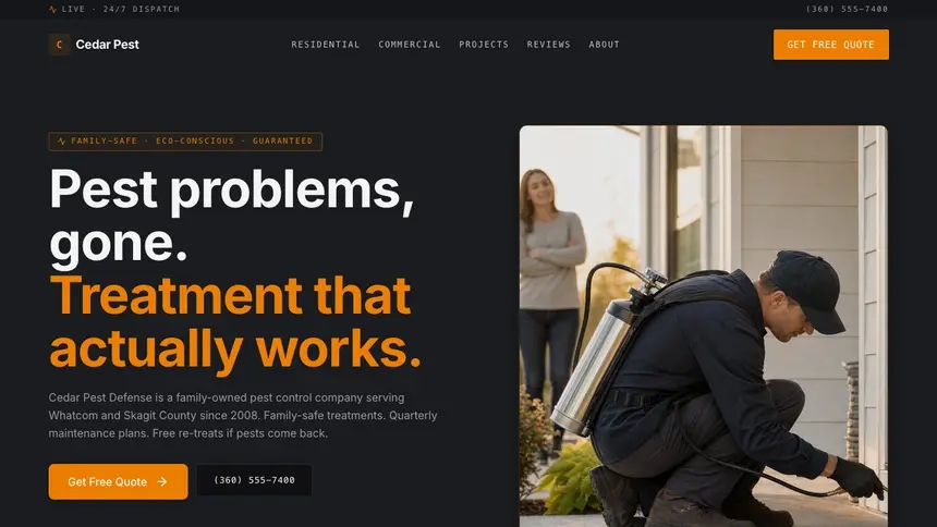 Pest Control Modern Finance demo website thumbnail