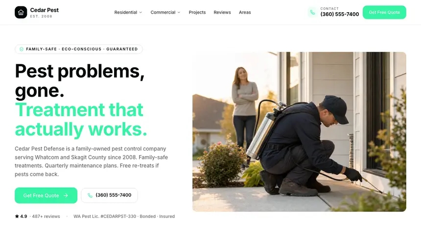Pest Control Commerce Ready demo website thumbnail