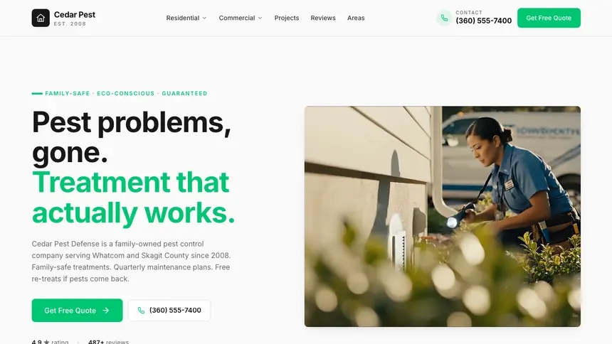 Pest Control Modern Green demo website thumbnail