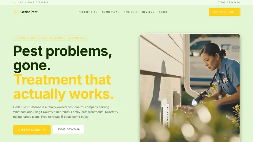 Pest Control Bright Finance demo website thumbnail