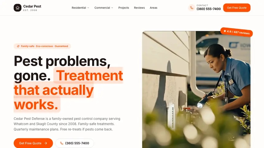 Pest Control Connected Workflow demo website thumbnail