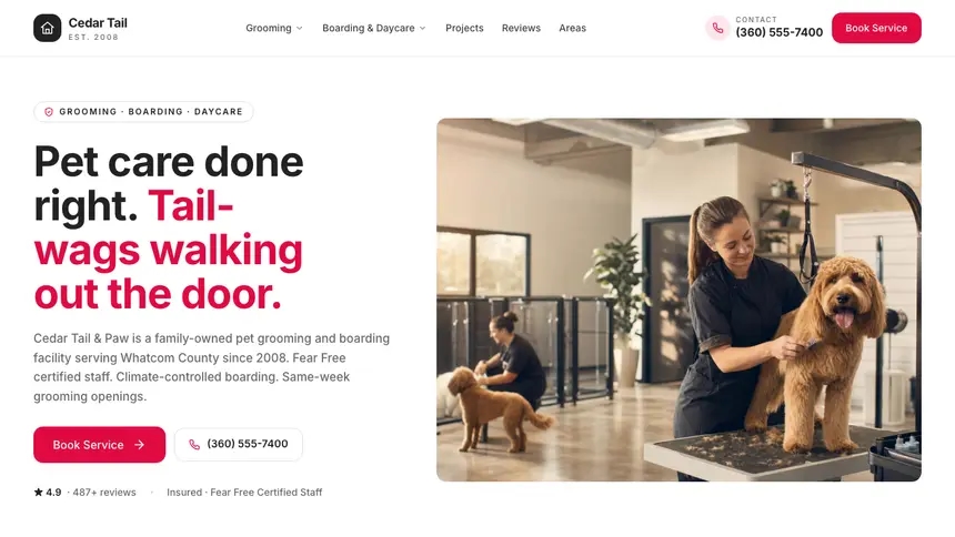 Pet Services Warm Hospitality demo website thumbnail