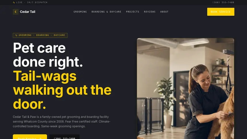 Pet Services Bold Contrast demo website thumbnail