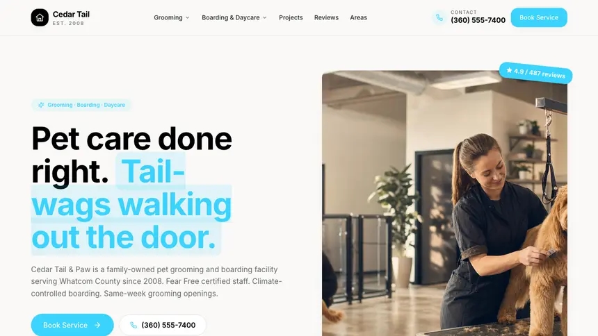 Pet Services Crafted Neutral demo website thumbnail