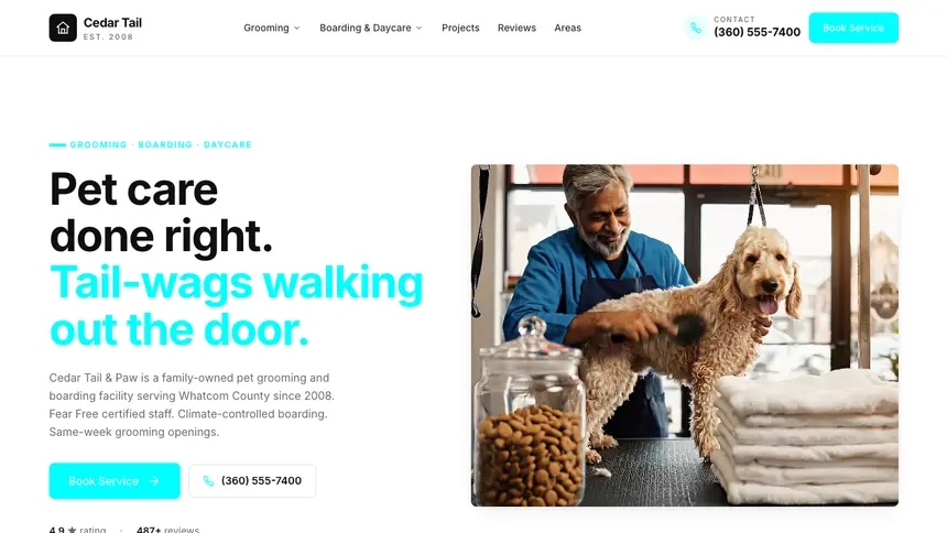 Pet Services Modular Clean demo website thumbnail