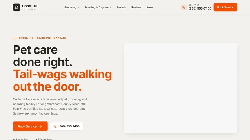 Pet Services Focused Dark demo website thumbnail