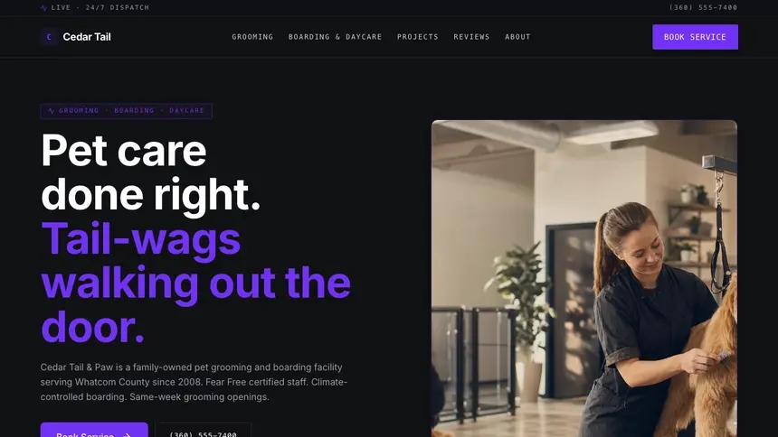 Pet Services Deep Contrast demo website thumbnail