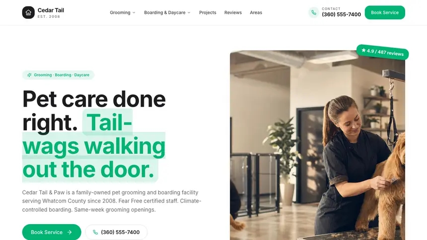 Pet Services Open Canvas demo website thumbnail