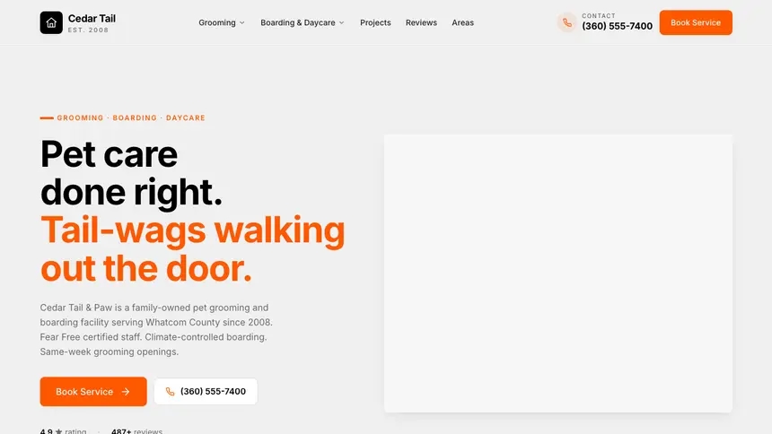 Pet Services Minimal Mail demo website thumbnail