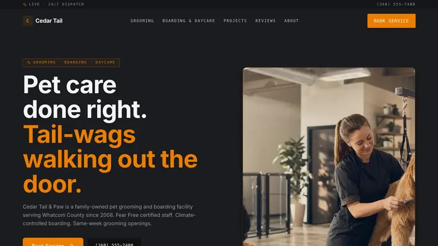 Pet Services Modern Finance demo website thumbnail