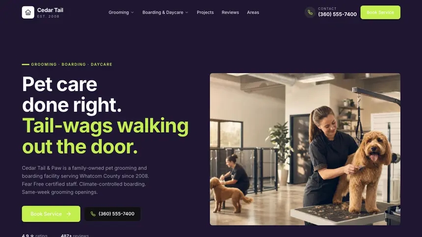 Pet Services Focused Monitor demo website thumbnail