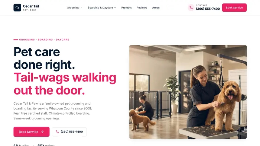 Pet Services Polished Gradient demo website thumbnail