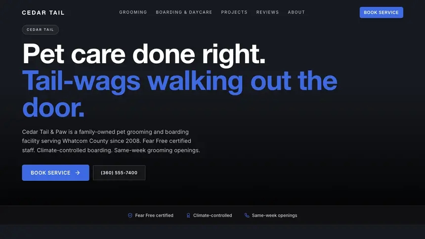 Pet Services Futuristic Minimal demo website thumbnail