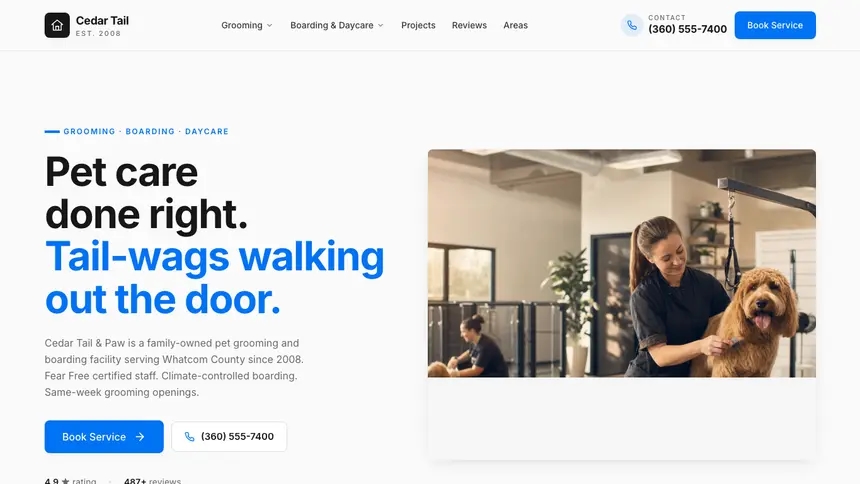 Pet Services Monochrome Modern demo website thumbnail