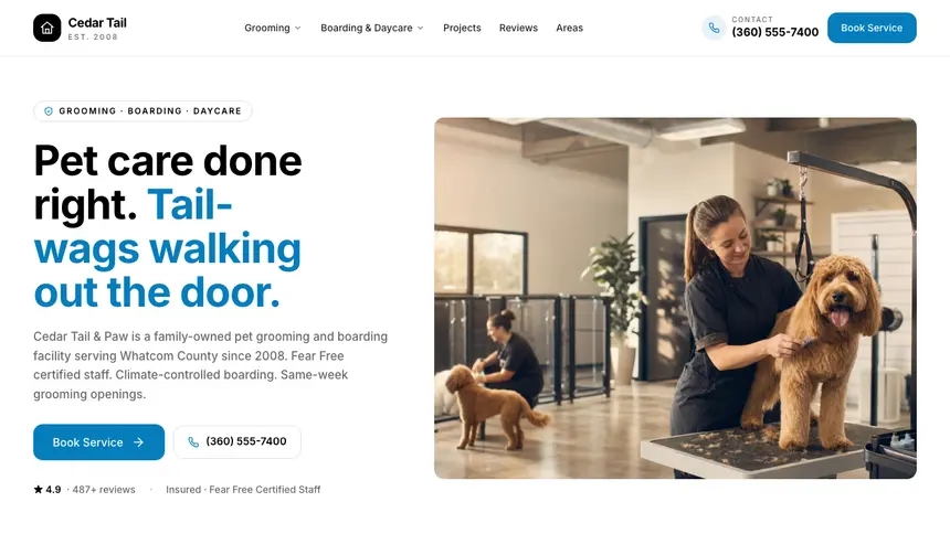 Pet Services Editorial Bold demo website thumbnail
