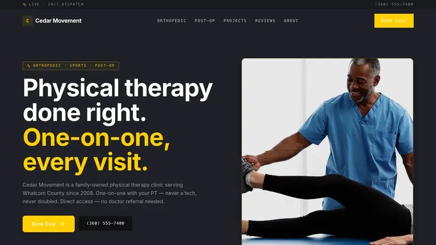 Physical Therapy Bold Contrast demo website thumbnail
