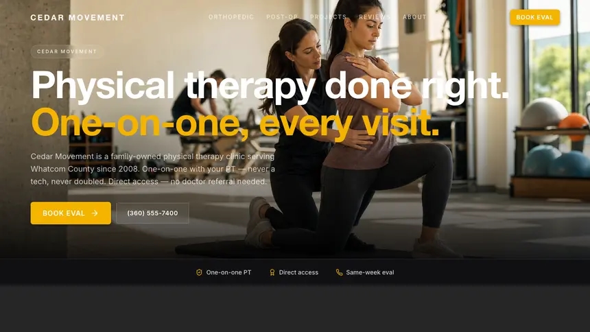 Physical Therapy Performance Accent demo website thumbnail