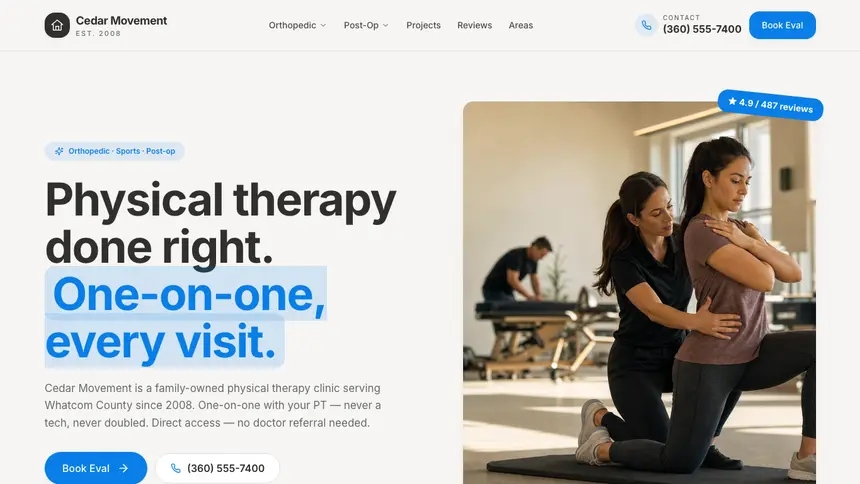 Physical Therapy Clean Editorial demo website thumbnail