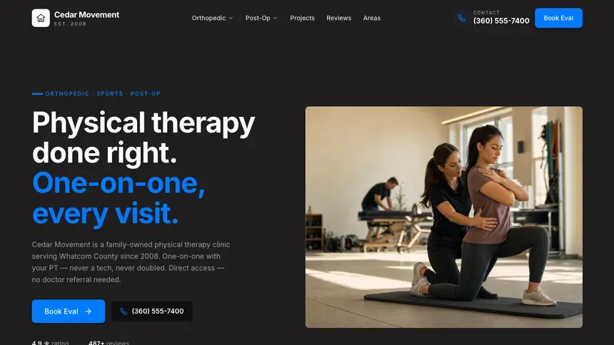 Physical Therapy Developer Dark demo website thumbnail