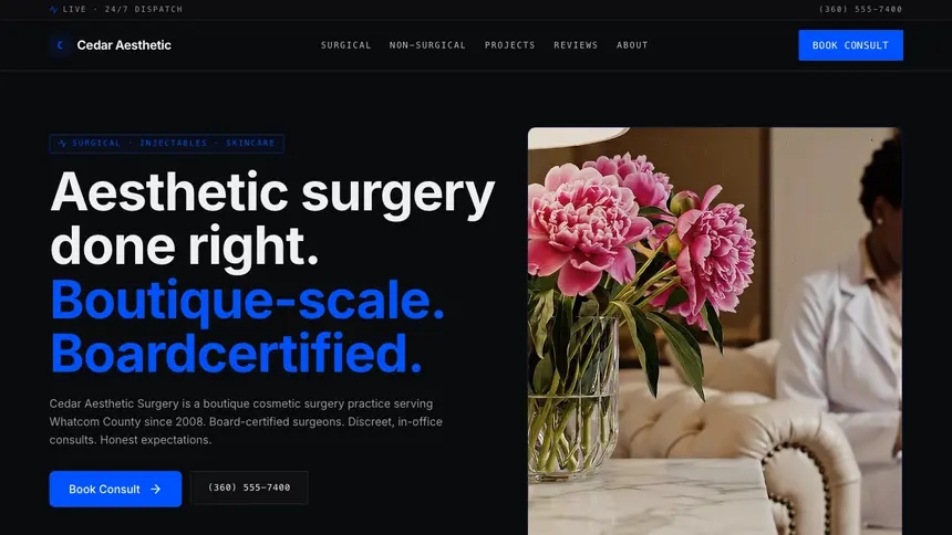 Cosmetic Surgery Trusted Finance demo website thumbnail