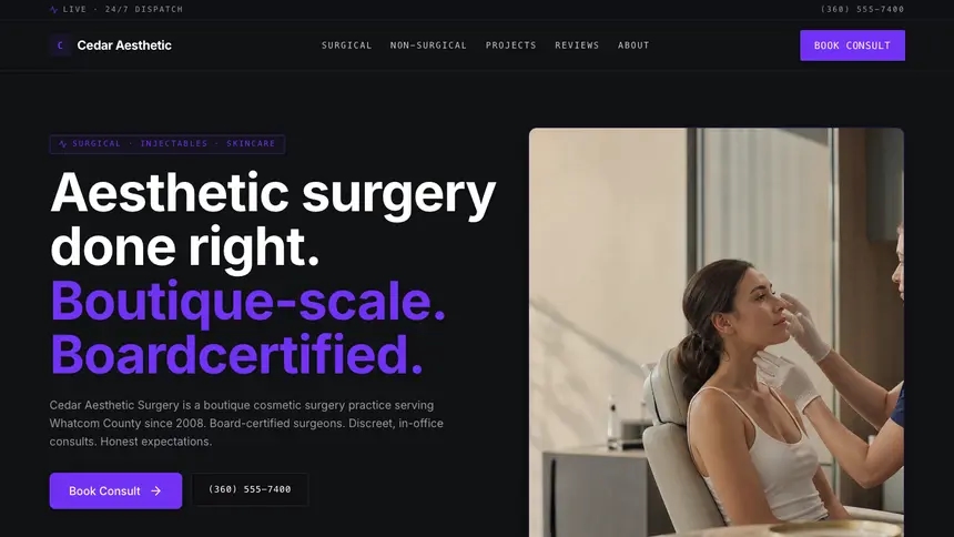 Cosmetic Surgery Deep Contrast demo website thumbnail