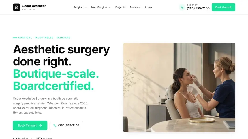 Cosmetic Surgery Bright Docs demo website thumbnail