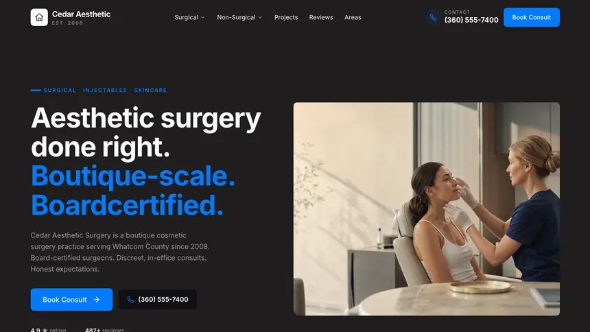 Cosmetic Surgery Developer Dark demo website thumbnail