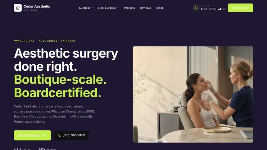 Cosmetic Surgery Focused Monitor demo website thumbnail
