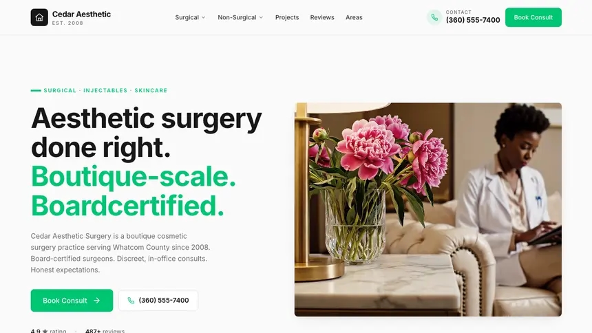 Cosmetic Surgery Modern Green demo website thumbnail