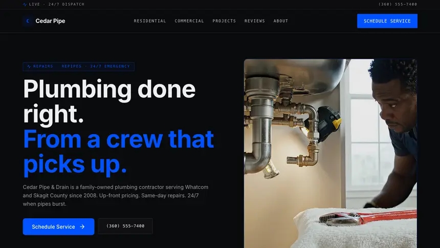 Plumbing Trusted Finance demo website thumbnail