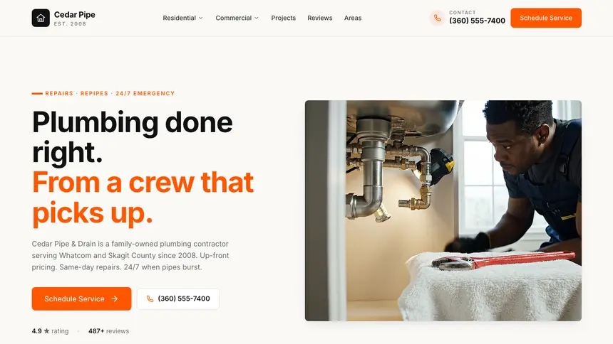 Plumbing Approachable Support demo website thumbnail