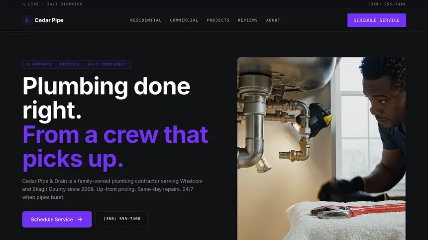 Plumbing Deep Contrast demo website thumbnail