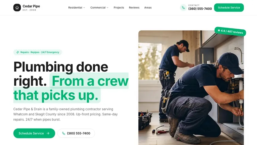 Plumbing Open Canvas demo website thumbnail