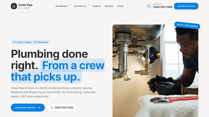 Plumbing Clean Editorial demo website thumbnail
