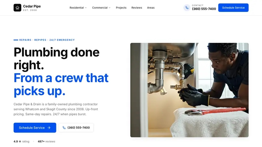 Plumbing Editorial Content demo website thumbnail