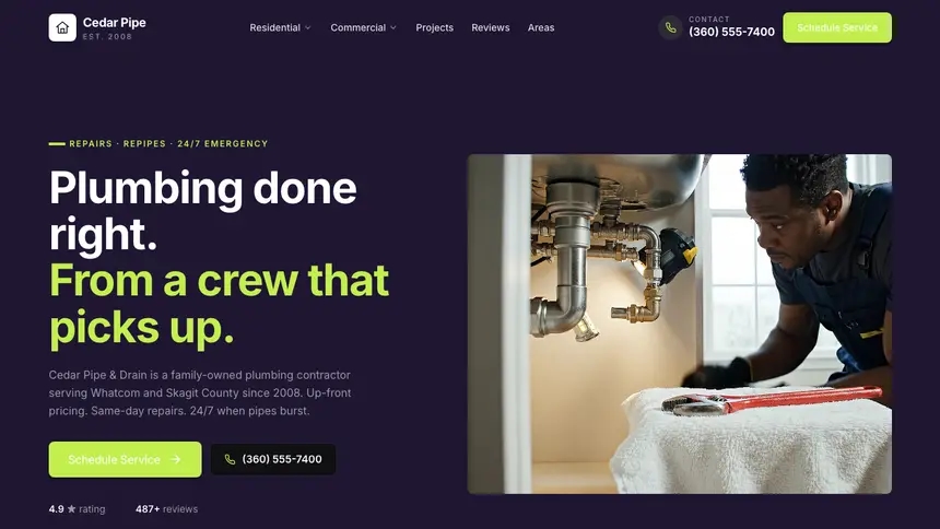 Plumbing Focused Monitor demo website thumbnail