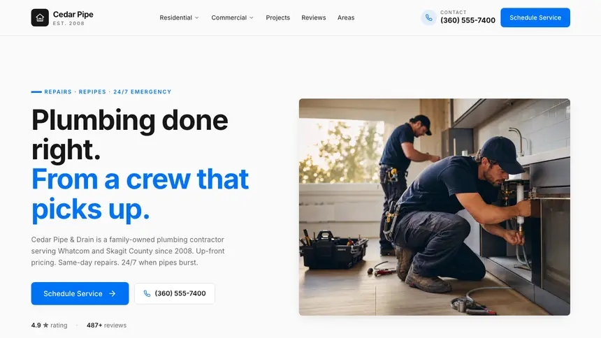 Plumbing Monochrome Modern demo website thumbnail