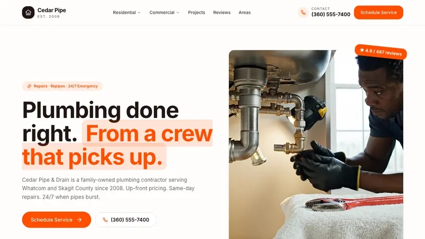 Plumbing Connected Workflow demo website thumbnail