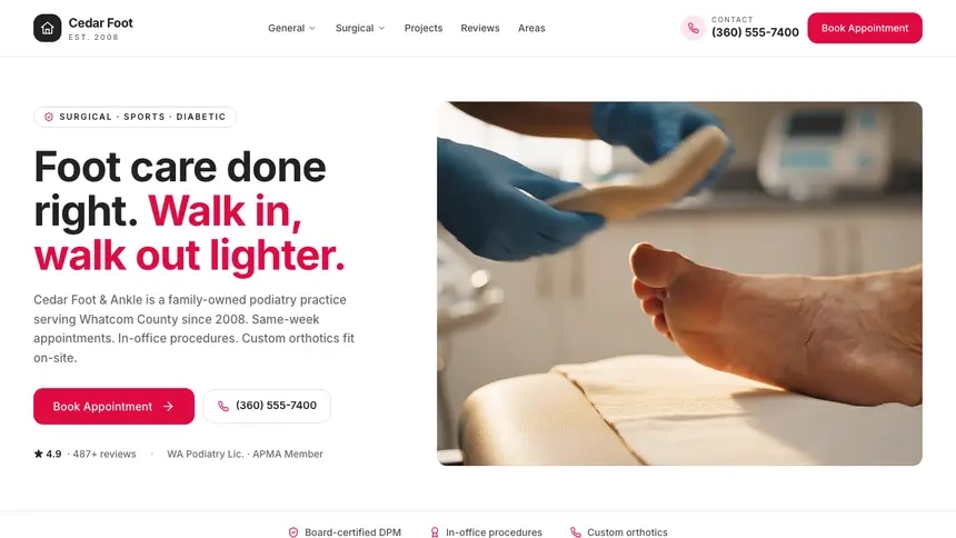 Podiatry Warm Hospitality demo website thumbnail