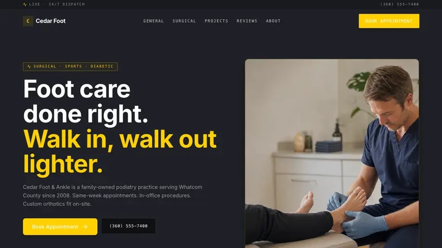 Podiatry Bold Contrast demo website thumbnail