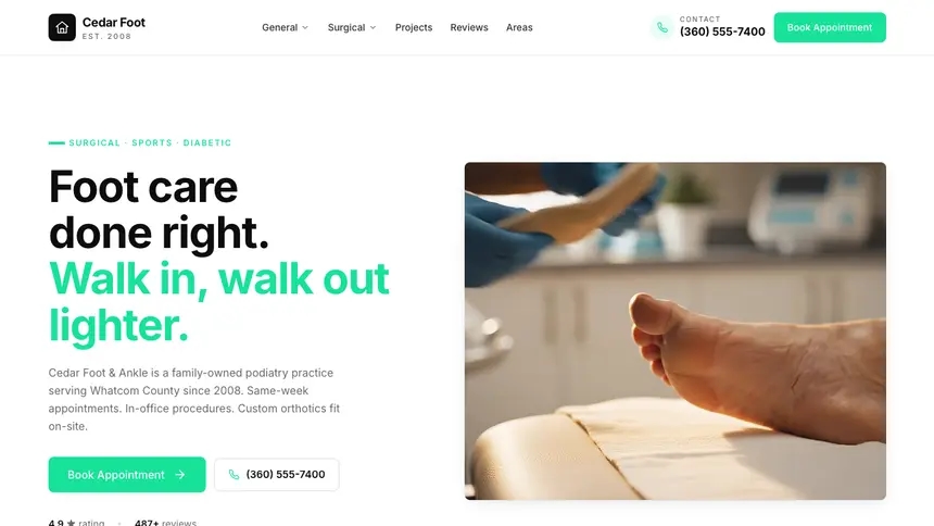Podiatry Bright Docs demo website thumbnail