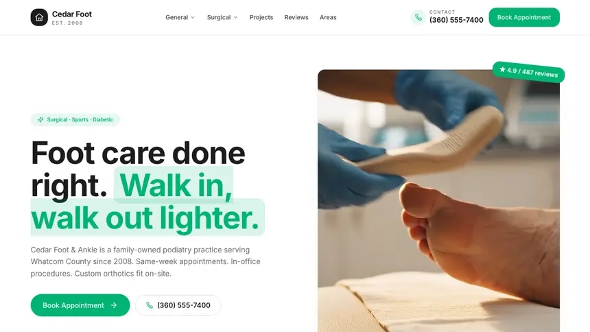 Podiatry Open Canvas demo website thumbnail