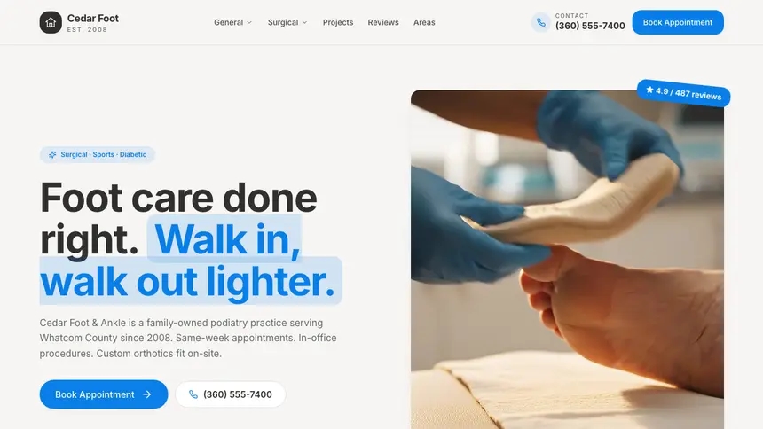 Podiatry Clean Editorial demo website thumbnail
