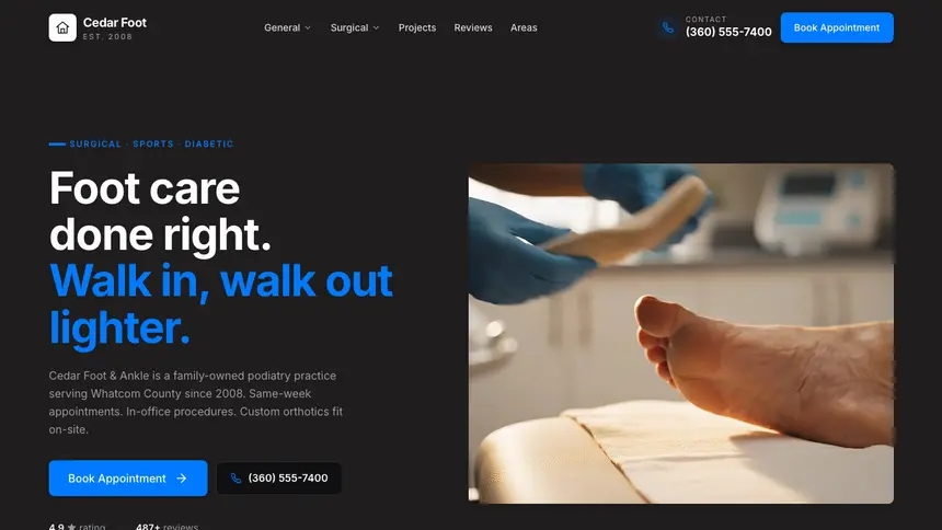 Podiatry Developer Dark demo website thumbnail