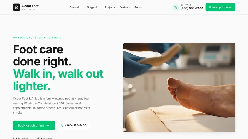 Podiatry Modern Green demo website thumbnail