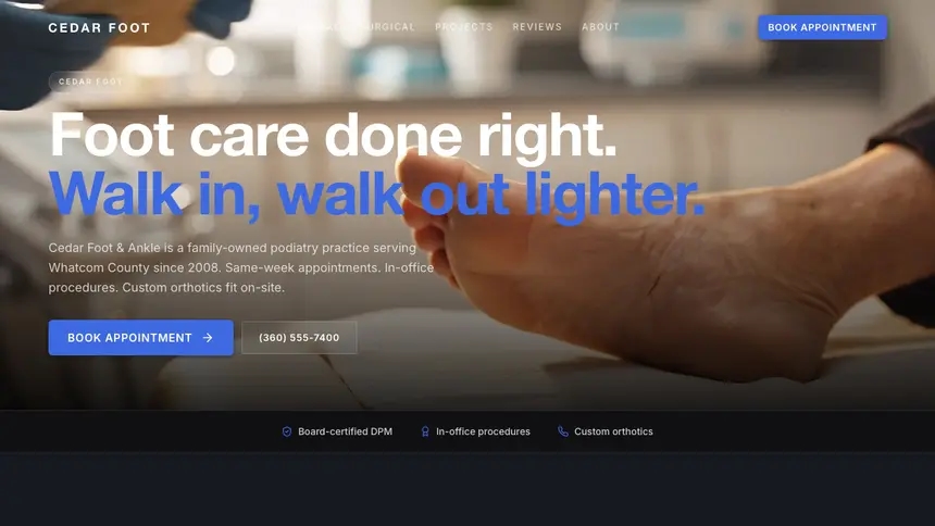 Podiatry Futuristic Minimal demo website thumbnail
