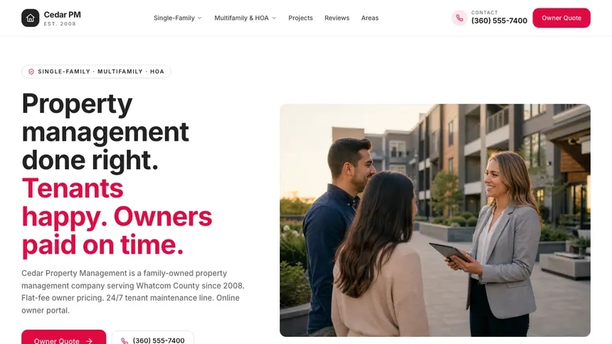 Property Management Warm Hospitality demo website thumbnail