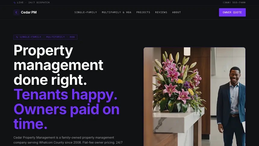 Property Management Deep Contrast demo website thumbnail