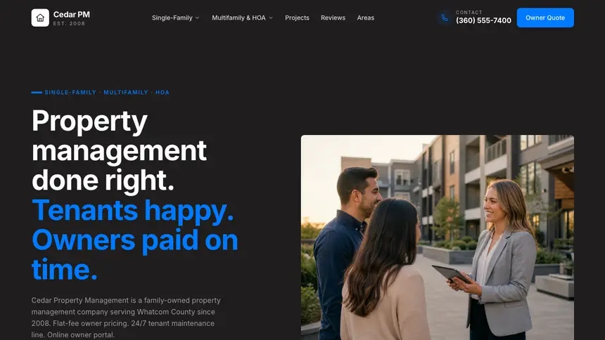 Property Management Developer Dark demo website thumbnail