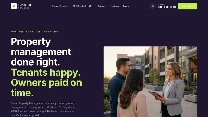 Property Management Focused Monitor demo website thumbnail